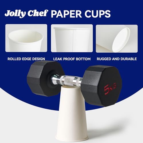 JOLLY CHEF 16 oz Paper Coffee Cups, White Drinking Paper Cups 180 Count - Image 3
