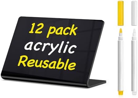 PigPotParty 12 Pcs Acrylic Mini Chalkboard Signs, 4"x3" Food Labels by PigPotParty