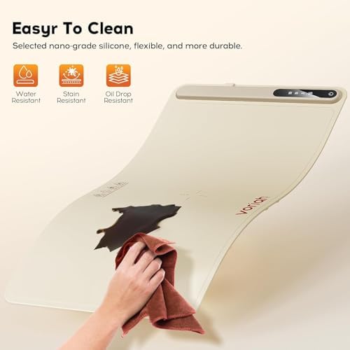 Warming Mat for Food, Voriah Electric Warming Tray with 3 Temp Settings & Auto Shut-Off, Food Warmer with Thick Silicone Surface to Keep Food Warm at Buffet, Parties, and Family Use（Apricot） - Image 5