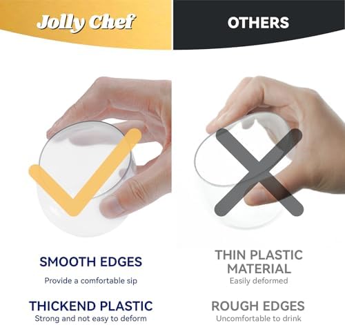 JOLLY CHEF 24 Pack 12oz Plastic Wine Glasses Stemless, Disposable Wine Cups - Image 3