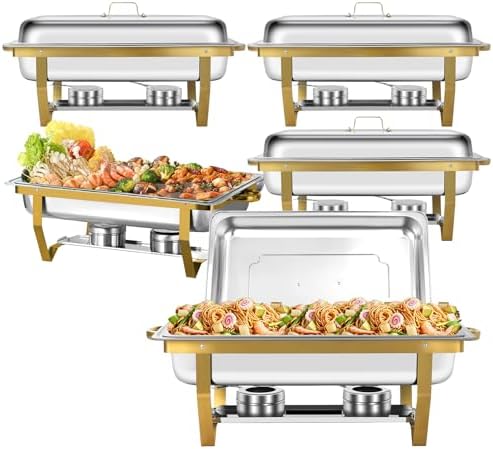 5 Pack Chafing Dishes for Buffet, 8QT Chafing Dish Buffet Sets by PRIJESSE
