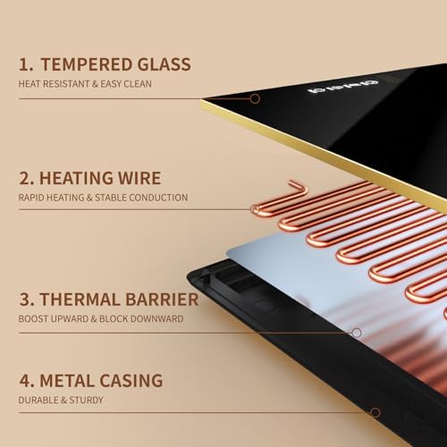 Food Warmers for Parties Buffet, （47"x12"） Assemblable Stackable Electric Warming Tray with 8-Level Temperature Adjustment and 8-Hour Timer, Upgraded Desktop-Protecting Food Warming Mat - Image 3