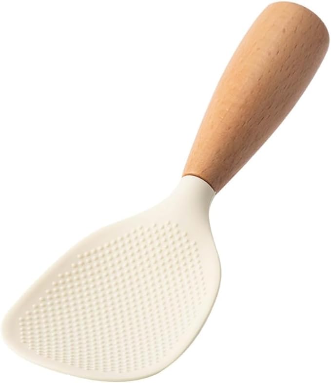 White Standing Silicone Rice Spoon Paddle, Rice and Potato Servers,Household Rice Shovel Heat Resistant Anti-scalding Rice Scooper, Serving Spoons