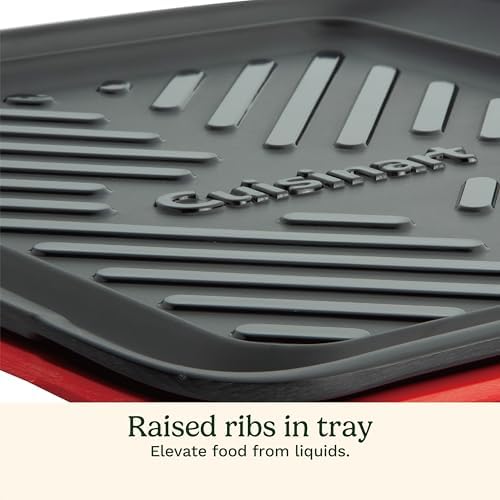 Cuisinart Grilling Prep & Serve Trays, 10.5x10.5 inch Small BBQ Tray Safe for Food Handling, 2 Dishwasher Safe Nesting Trays Black & Red, Perfect Grill Accessories for Cooked & Raw Meat, Fits 4 Burger - Image 5