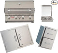Bull Outdoor Products Premium Outdoor Kitchen Bundle – Angus 75,000 BTU Built-In Grill Head, Double Drawer with Reveal, 38" Double Doors, Single Side Burner, 304 Stainless Steel – LP
