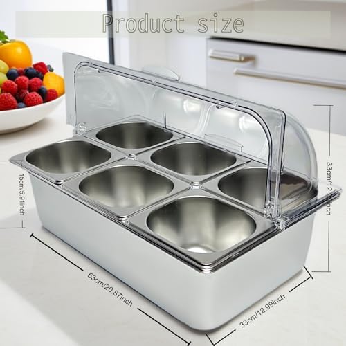 6-Pan Cold Food Serving Tray, Countertop Buffet Display Container - Image 3