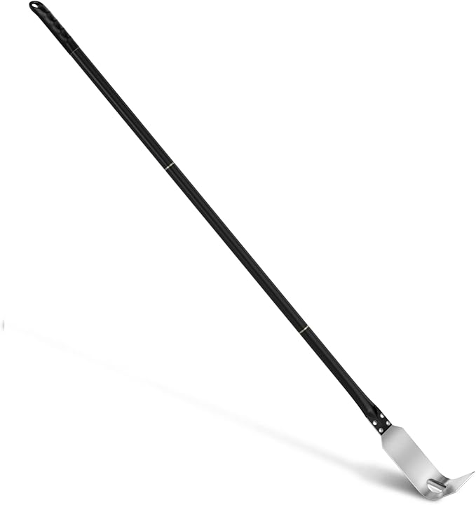 G.a HOMEFAVOR Pizza Oven Ash Rake, Stainless Steel Charcoal Rake Pizza Oven Accessories, 47 Inch Long Handle, Ash Rake Tool for Wood Fired Pizza Oven