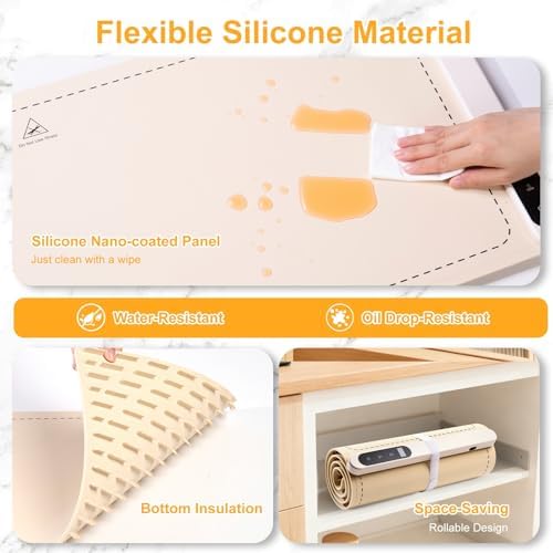 Warming Food Mat,35"x15" Large Electric Heating Warming Mat for Food with 6 Level Temperature & 6 Hours Timer, Flexible Silicone Food Warmer, Portable Warming Trays for Party Home Kitchen, Beige - Image 4