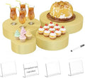 Round Metal Buffet Risers,4PCS Food Risers for Buffet Table 6in to 12in with Mini Acrylic Signs for Catering Dessert Collectibles Jewelry Figures Show Gold Cube Boxes Nesting Risers with Hollow Bottoms by YFEEN