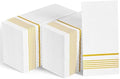 400 Paper Dinner Napkins, 2 Ply Gold and White Guest Hand Towels for Party by JOLLYCHEF