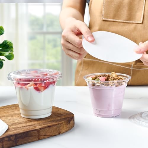 9 oz Clear Plastic Cups with Flat Lids, and Paper Lid Liners 200 Sets - Image 6