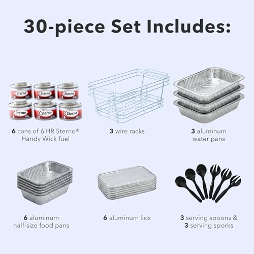 Sterno Disposable Chafing Dish Buffet Set With 6-Hour Fuel, 30 Piece - Image 4