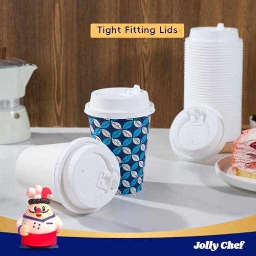 JOLLY CHEF 500 Pack Disposable Plastic White Lids 3.6'' for 10, 12, 16, 20 oz Paper Coffee Cups, 300 Pack Paper Coffee Cups 12 oz - Image 5