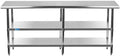 AmGood Stainless Steel Work Table with 2 Shelves | NSF | Metal Utility Table (84" Long x 30" Deep)