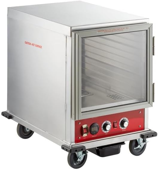 Undercounter Half Size Insulated Heated Holding and Proofing Cabinet, 120V, Clear Door, 11-Pan Capacity, Red/Silver, 22.7x33.2x31.6 Inches