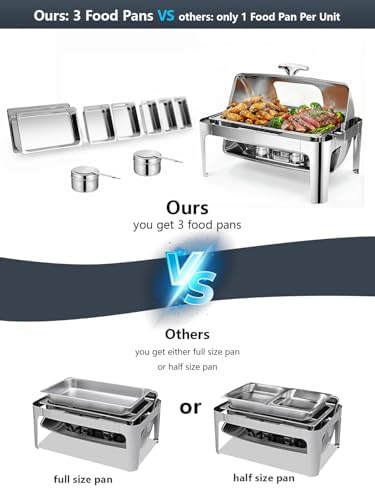 13QT Roll Top Chafing Dishes for Buffet: Chafing Dish Set with Glass Window - Image 5