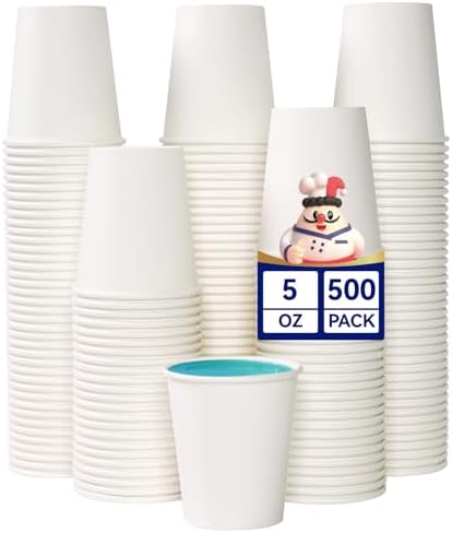 JOLLY CHEF 5 oz Paper Cups, White 500 Count Disposable Bathroom Mouthwash by JOLLYCHEF