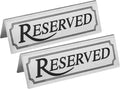 New Star Foodservice Stainless Steel Reserved Table Tent Sign, Silver, 4 by 1.5-Inch, Set of 2 by NewStarFoodservice