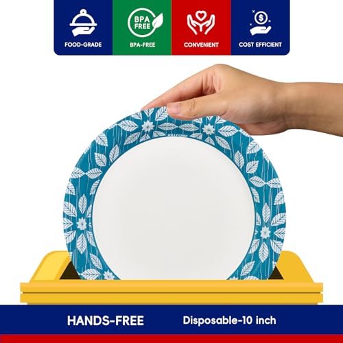 JOLLY CHEF Disposable Paper Cups and Plates, Printed Paper Plates 10 in 140 Count, 4 oz Small Paper Cups 300 Pack for Bathroom,Mouthwash and Daily Use - Image 4