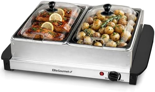 Elite Gourmet EWM-6122X Dual Buffet Server, 2 x 2.5 Qt, Stainless Steel by EliteGourmet