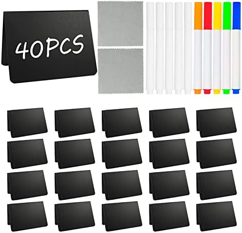 40 Pack Food Labels for Party Buffet - Mini Chalkboard Signs - Food Tags for Party Buffet - Catering Supplies Buffet Display, 3x4 Inches, Easy to Write and Wipe by HOME