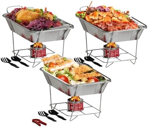 Alpha Living 3-Pack Disposable Chafing Dish Buffet Set with Fuel Cans by AlphaLiving