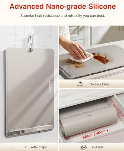 Warming Mat for Food (24"x16") - iTRUSOU 7-Level Electric Warming Tray with 400W High-Power, Timer 0–99H & Built-In Strap - Rollable Large Food Warming Mat for Parties & Buffet - Image 5