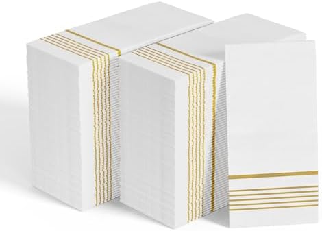 600 Gold Disposable 3 Ply Paper Dinner Napkins, Guest Hand Towels by JOLLYCHEF