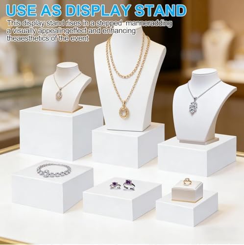 6 Pcs Acrylic Buffet Risers and Stand Food Risers with Mini Sign and Marker - Image 6