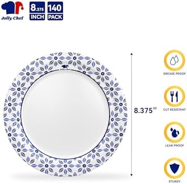 JOLLY CHEF 8.37 inch Disposable Paper Plates 140 Count - Image 2