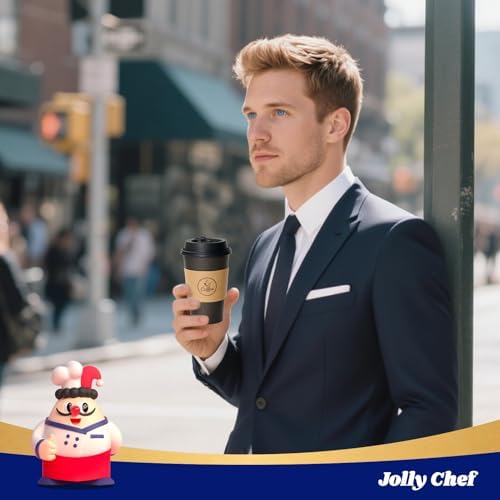 JOLLY CHEF 16 oz Black Coffee Cups with Lids, Sleeves & Stirrers 100 Pack - Image 7