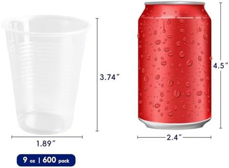 JOLLY CHEF 600 Pack 9 oz Clear Plastic Cups &100PCS Plastic Disposable Straws - Image 2
