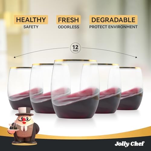 JOLLY CHEF 12 Pack 12 oz Champagne Flutes Gold Stemless Toasting Glasses - Image 5