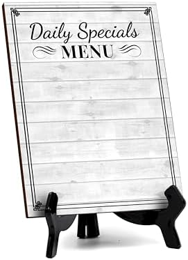 Daily Specials Menu 6x8 Dry Wipe Table Sign Easy Installation | Restaurant & Bar | Perfect To Clearly Direct Customers & Advertise Specials | No Pen Included by SignsByLITA