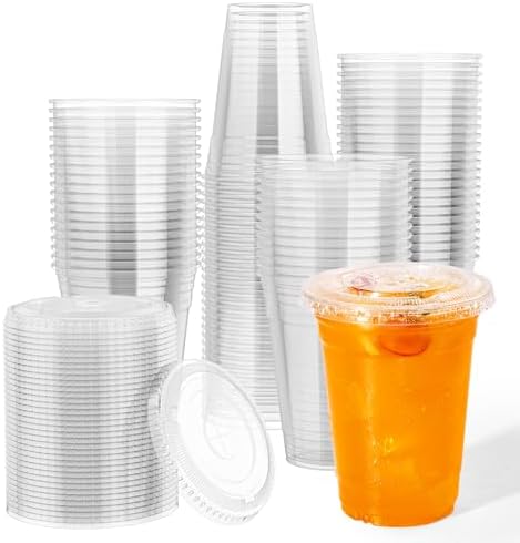 JOLLY CHEF 16 oz Plastic Cups with Lids, 500 Packs Crystal PET Clear Cups by JOLLYCHEF