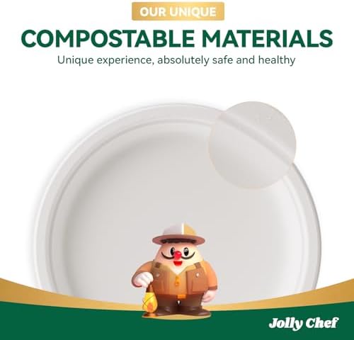 Compostable Heavy Duty 9 Inch 300 Pack Disposable Eco-Friendly Paper Plates - Image 7