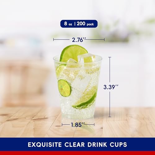 JOLLY CHEF 200 Pack 8 oz Clear Plastic Cups, Disposable Party Cups - Image 2