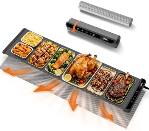 Warming Mat for Food, 46x15 Inch, Dark Grey, Fast Heat, Child Lock by LNNIWHome