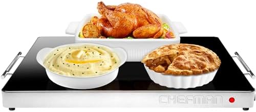 Chefman Electric Warming Tray with Adjustable Temperature Control, Perfect For Buffets, Restaurants, Parties, Events, and Home Dinners, Glass Top Extra Large 21” x 16” Surface Keeps Food Hot – Black by Chefman