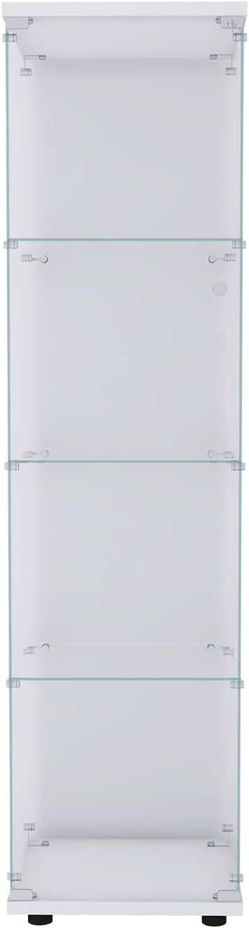 4-Shelf Glass Display Cabinet, Floor Standing Curio Bookshelf with Door & Locks, Toys & Trophy Display Case, for Living Room, Kitchen, Bedroom, Exhibition Hall (White)