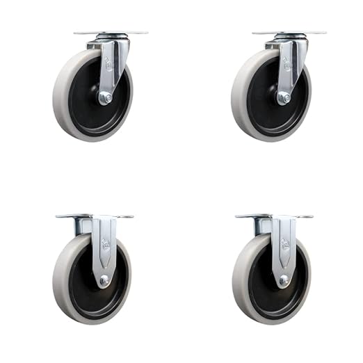 Service Caster Brand Replacement Set for Uline Casters H-2503CASKIT - Swivel Top Plate Casters with 5 Inch Thermoplastic Rubber Wheels-Includes 2 Swivel Casters and 2 Rigid Casters- Fits Utility Carts