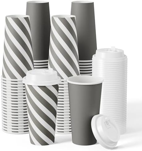 JOLLY CHEF 100 Pack 20 oz Disposable Coffee Cups with Lids by JOLLYCHEF