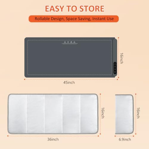 Warming Mat for Food,42"x12" Large Food Warmer Mats for Countertop Gray+Pad - Image 2