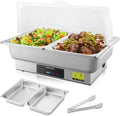 Electric Buffet Food Warmer with Touch Control, 2 * 4.5QT Half Size Stainless Steel Chafing Dish with Roll Top Lid for Catering and Events by THXSUN