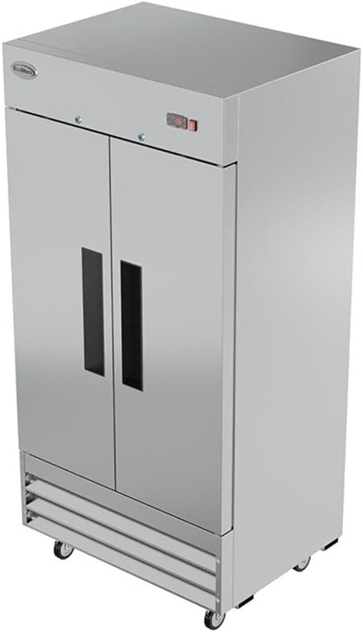 Pemberly Row 39 in. Commercial Stainless Steel 2-Door Reach-in Freezer in Silver