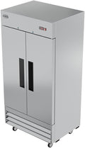 Pemberly Row 39 in. Commercial Stainless Steel 2-Door Reach-in Freezer in Silver
