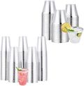 JOLLY CHEF 100 Pack 12oz & 9oz Elegant Silver Rimmed Plastic Cups by JOLLYCHEF