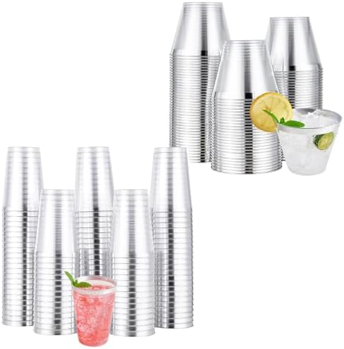 JOLLY CHEF 100 Pack 12oz & 9oz Elegant Silver Rimmed Plastic Cups by JOLLYCHEF