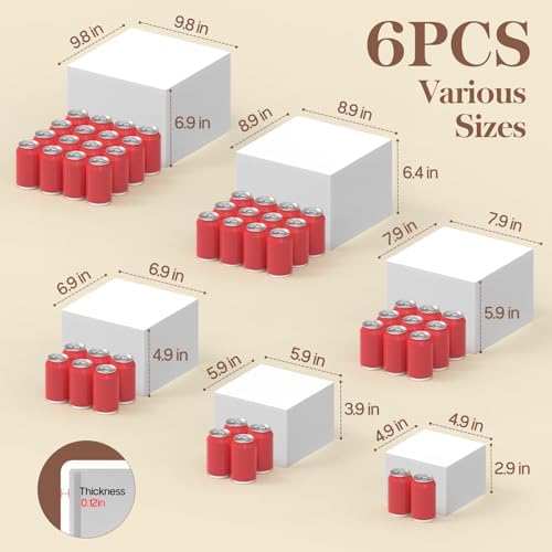 6 PCS Buffet Risers, Large Food Risers for Buffet Table, Display Stand Shelf for Party, Catering, Jewelry & Collectibles, White Acrylic Nesting Boxes for Food Display (10" 9" 8" 7" 6" 5") - Image 2