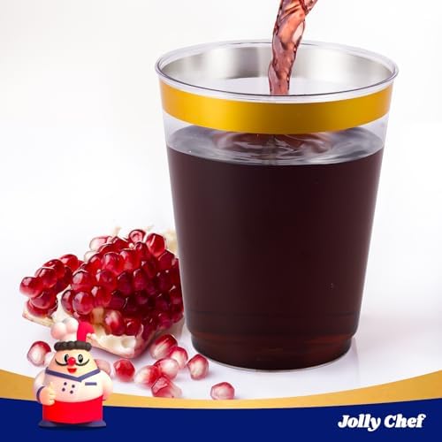 JOLLY CHEF 200 Pack Gold Plastic Cups, 10 oz Clear Plastic Cups - Image 6